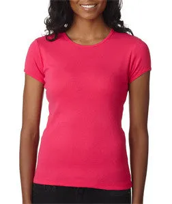 1001 Bella Canvas Ladies' Baby Rib Short-Sleeve Crew Neck Tee Fuchsia