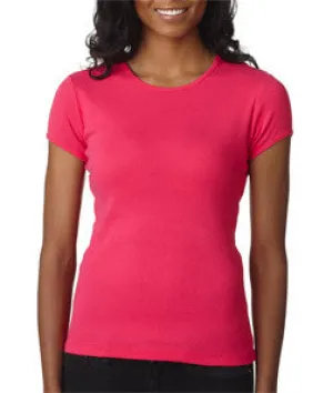 1001 Bella Canvas Ladies' Baby Rib Short-Sleeve Crew Neck Tee Fuchsia