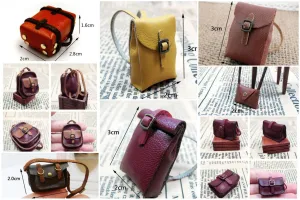 1:12 Scale - Miniature Leather Bags - Dollhouse Accessories - Miniature Bags - Suitcase - Miniature Accessories - Dollhouse Miniature Bags