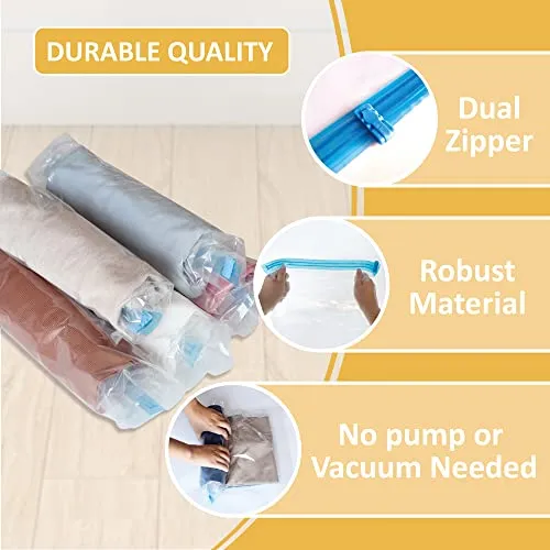 12 Travel Compression Bags, Roll Up Travel Space Saver Bags for Luggage, Cruise Ship Essentials (5 Large Roll/5 Medium Roll/2 Small Roll)