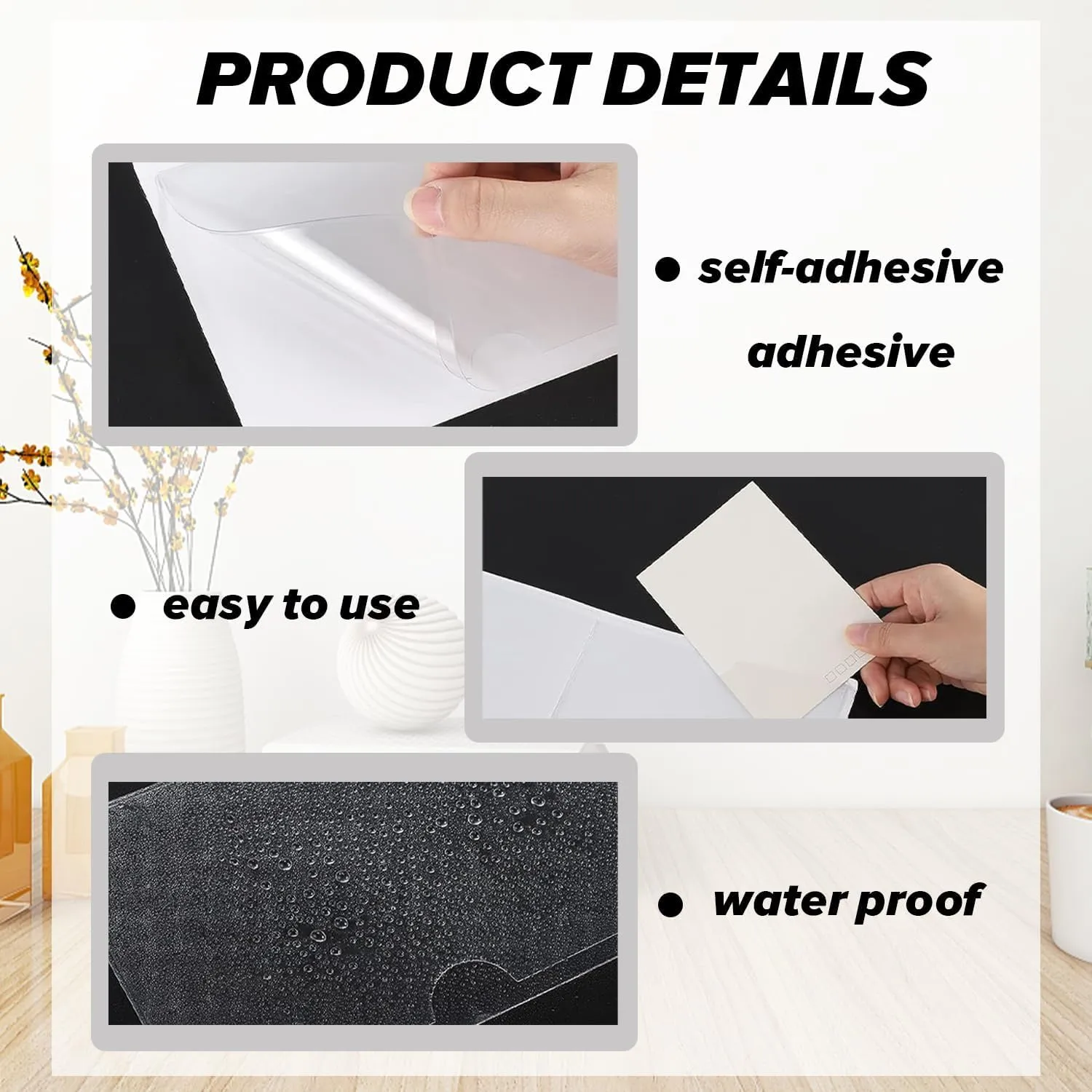 36 Pack Self Adhesive 5" x 7" Card Pockets with Top Open for Loading,Clear Plastic Labels Holders for Organizing- Storage Bins,Shelves, Library Card, Totes