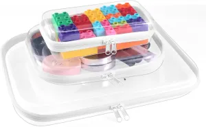3Pcs Clear Zipper Pouch, PVC Plastic Cosmetic Travel Bag, Portable Travel Organizer Bins, Durable Makeup Bags for Toy Storage, Pencil Case(White-13.8 9.9 7.5inch)