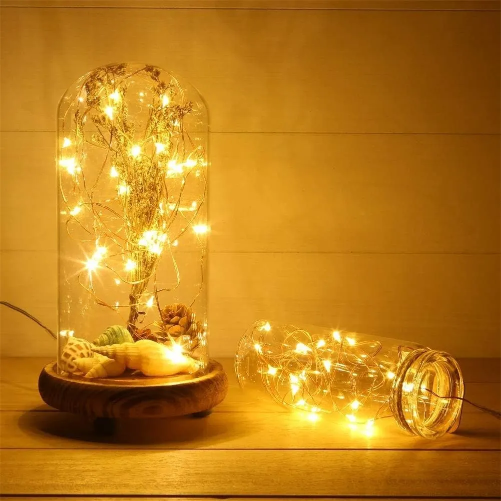 4 Pack Battery Operated Dewdrop Led Lights,Indoor Mini Fairy Lights With Timer Function,For Wedding Home Parties Christmas Holiday Decoration,6 Hours on/18 Hours Off ,30 Count LEDs,10 Feet(Warm white)