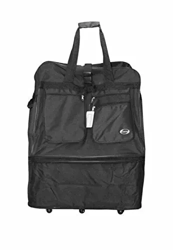 40" Black Expandable Large Rolling 6 Wheeled Duffel Bag Spinner Suitcase Luggage