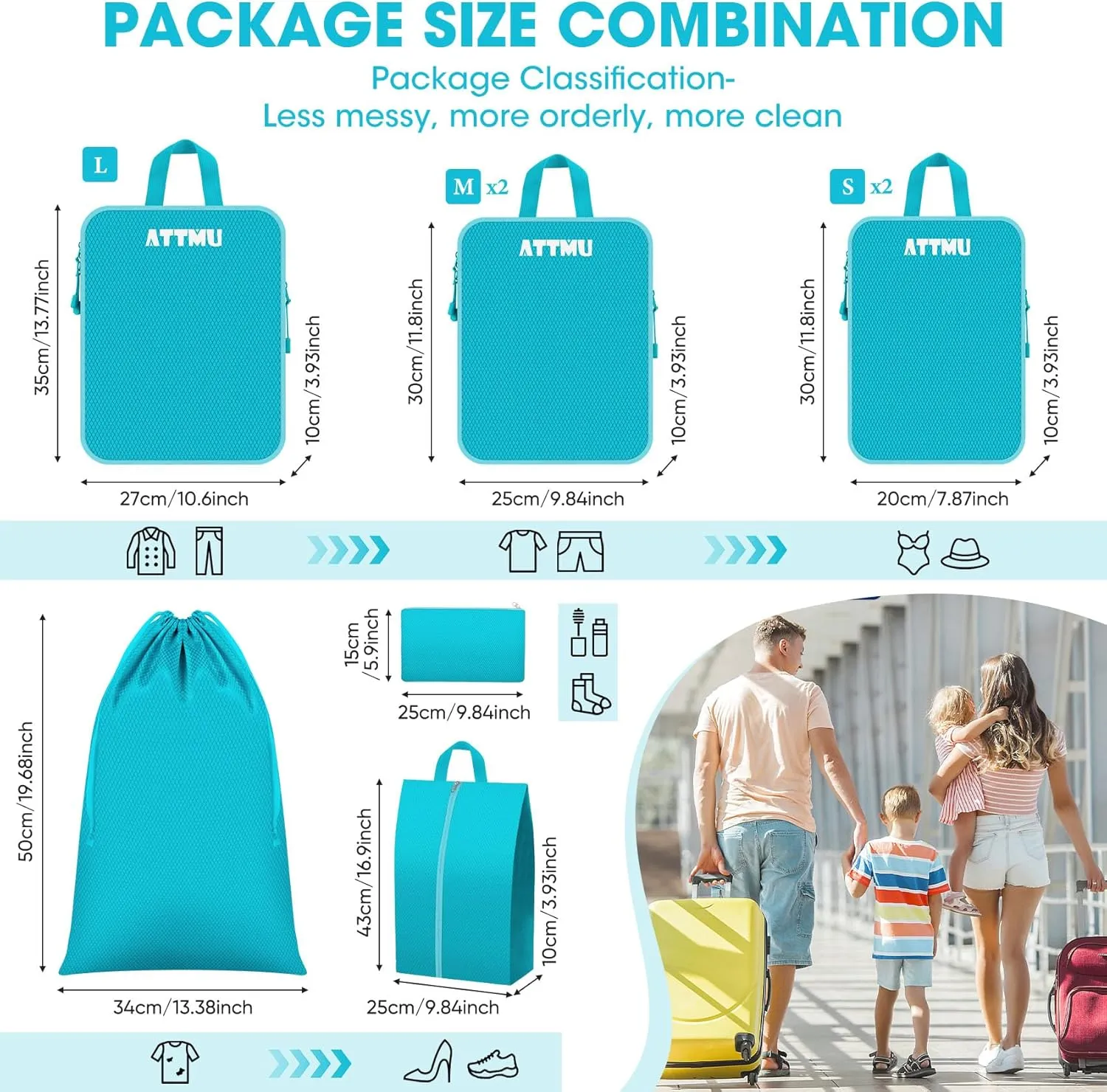 8 Set Compression Packing Cubes, Expandable Packing Cubes for Travel Essentials Accessories, Travel Compression Bags for Packing with Shoes & Laundry Bags for Carry on Luggage Suitcase (Black)