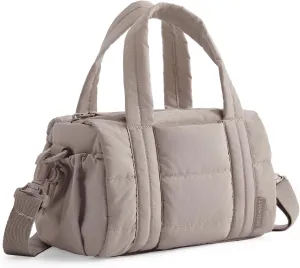 BAGSMART Mini Gym Bag for Women, Small Duffle Bag with Detachable Strap, Small Crossbody Bags for Women, Puffy Quilted Shoulder Bag, Sand Brown