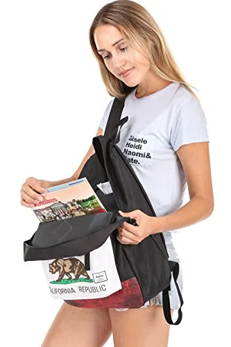 Benteng California Travel Backpack Light-Weight Fashion Hiking Daypack School Bag, Black