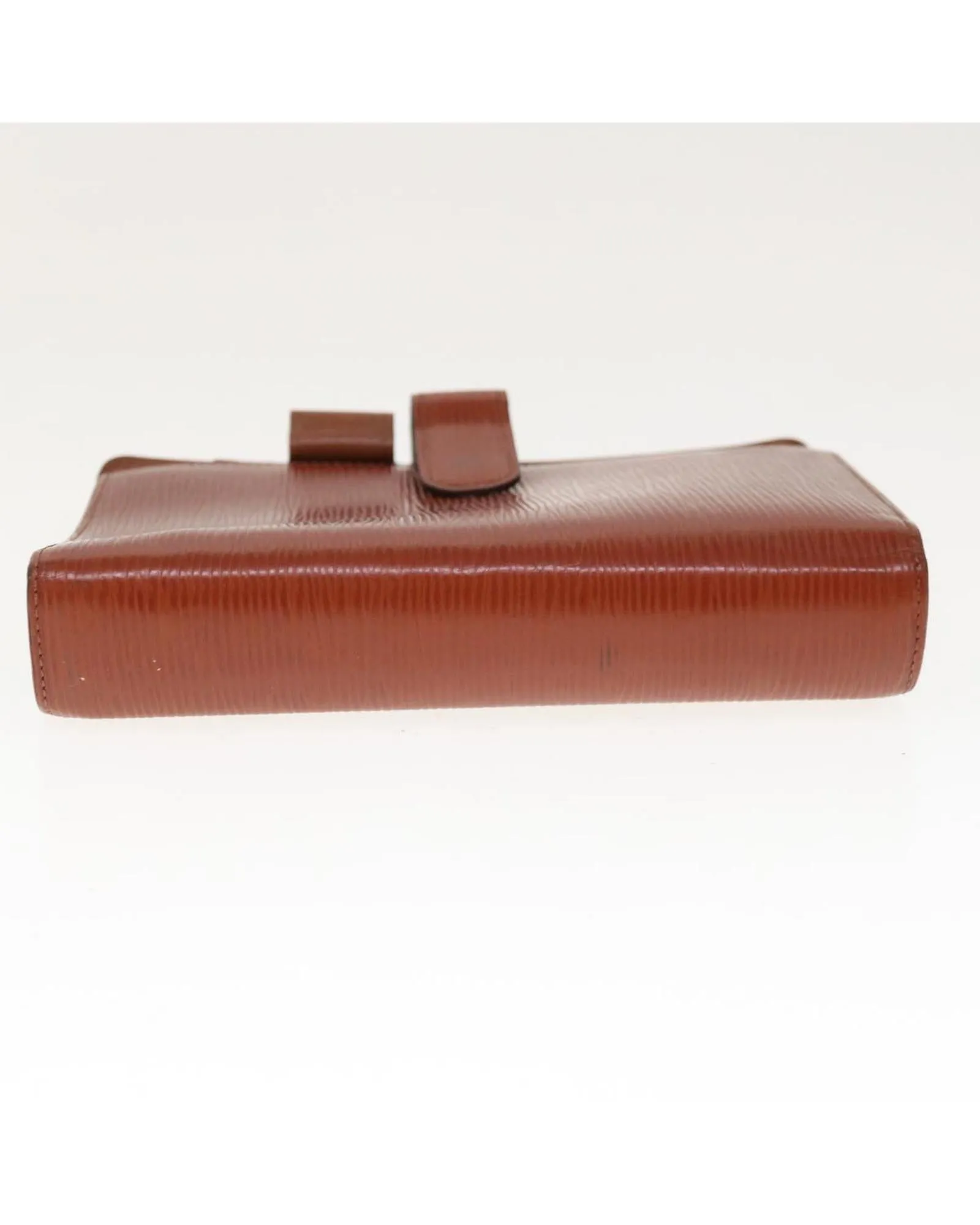 Brown Epi Leather Day Planner Cover with Button Clasp and Agenda Ring Gaps