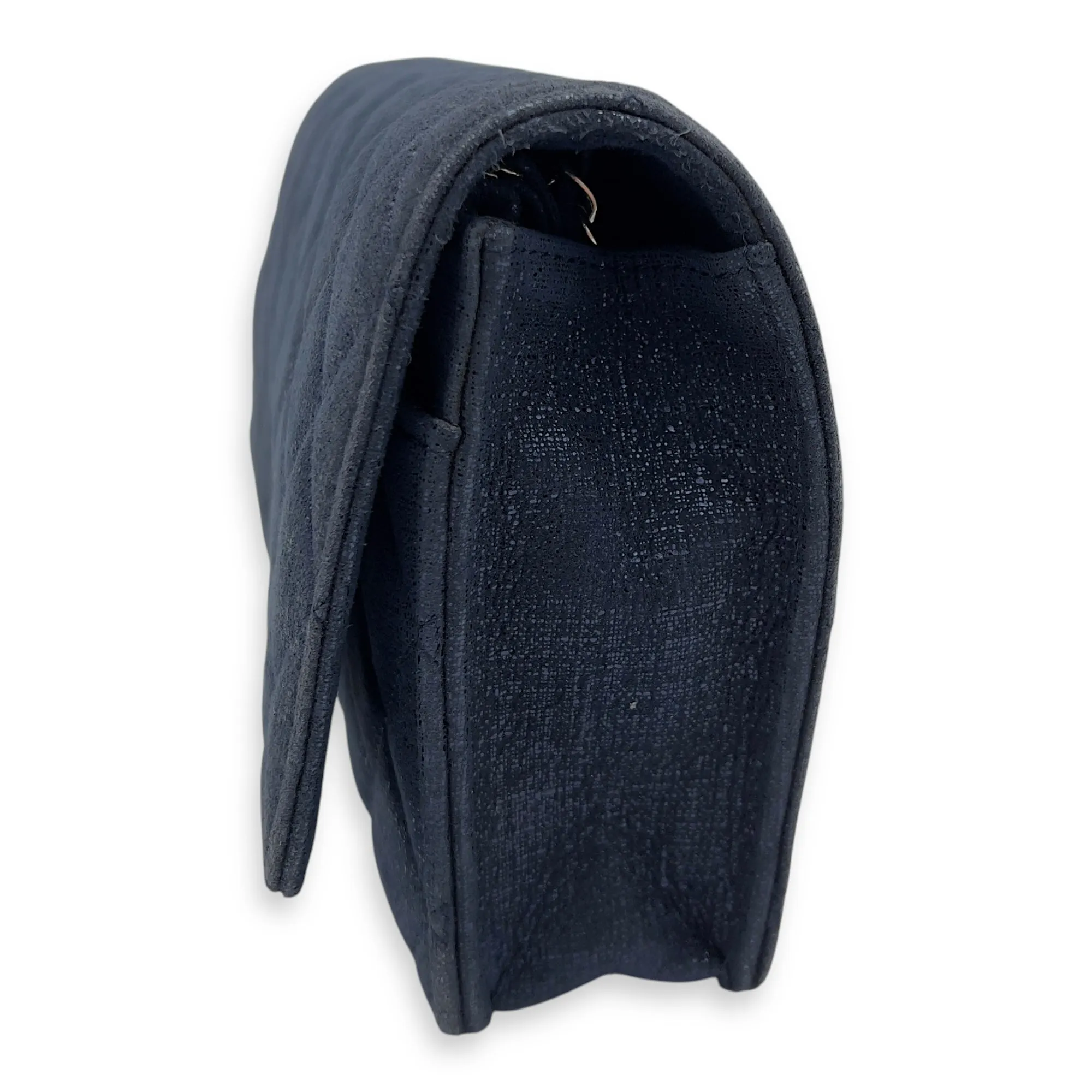 CC Blue Wallet On Chain in Nubuck, Silver hardware