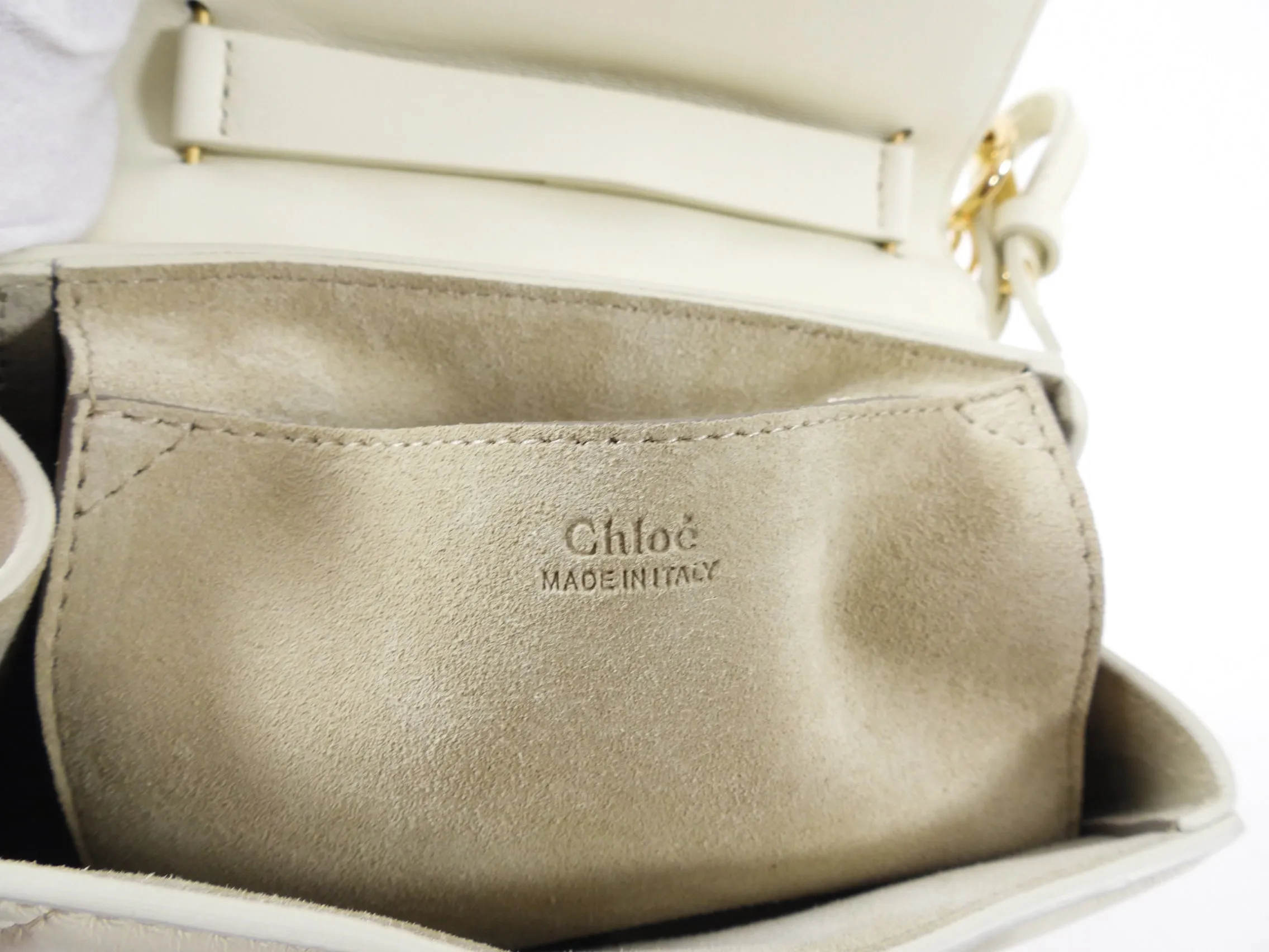 Chloe Drew Bijoux Small Ivory Quilted Chain Crossbody Bag