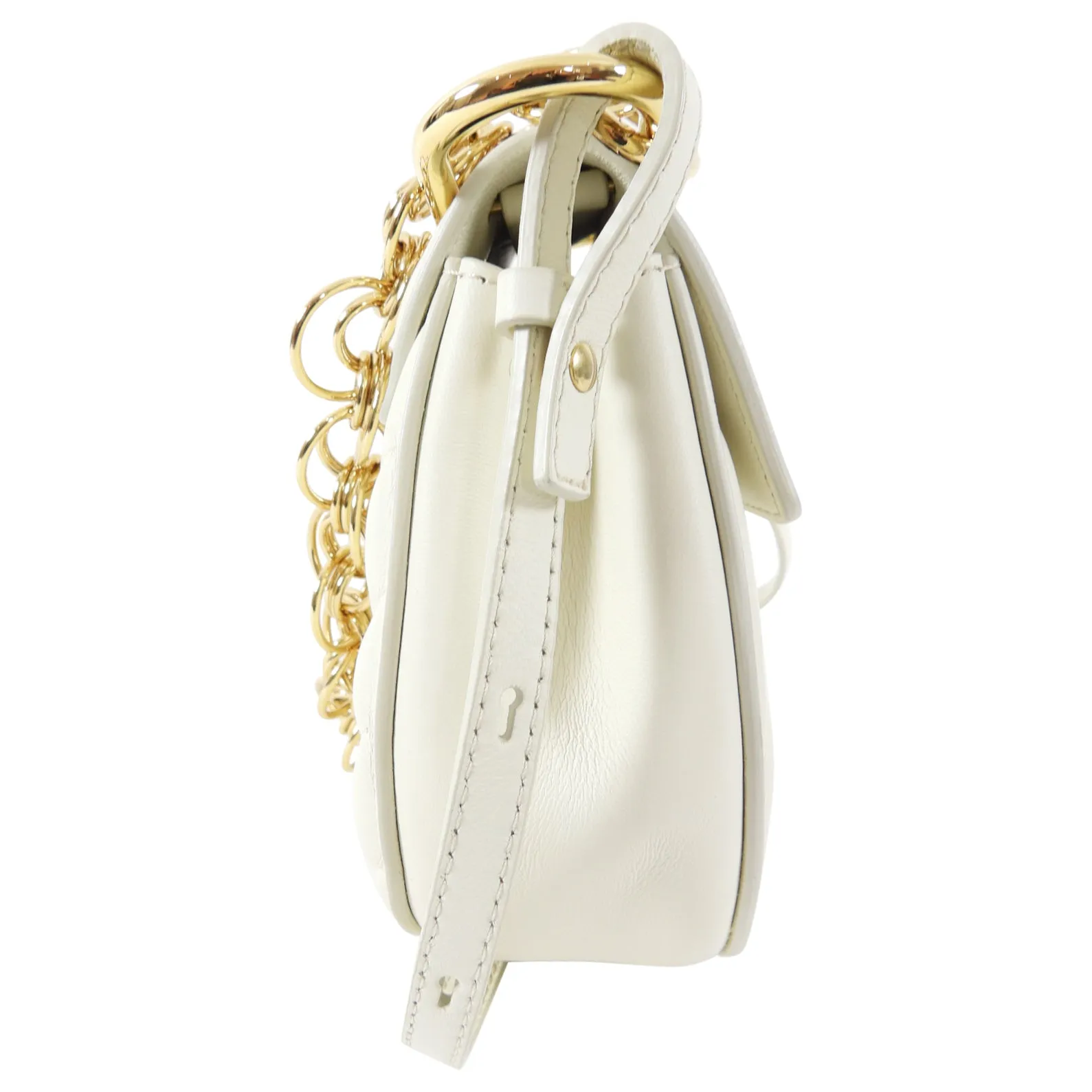 Chloe Drew Bijoux Small Ivory Quilted Chain Crossbody Bag