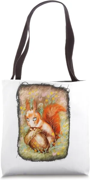 Cute fluffy squirrel with an acorn Tote Bag