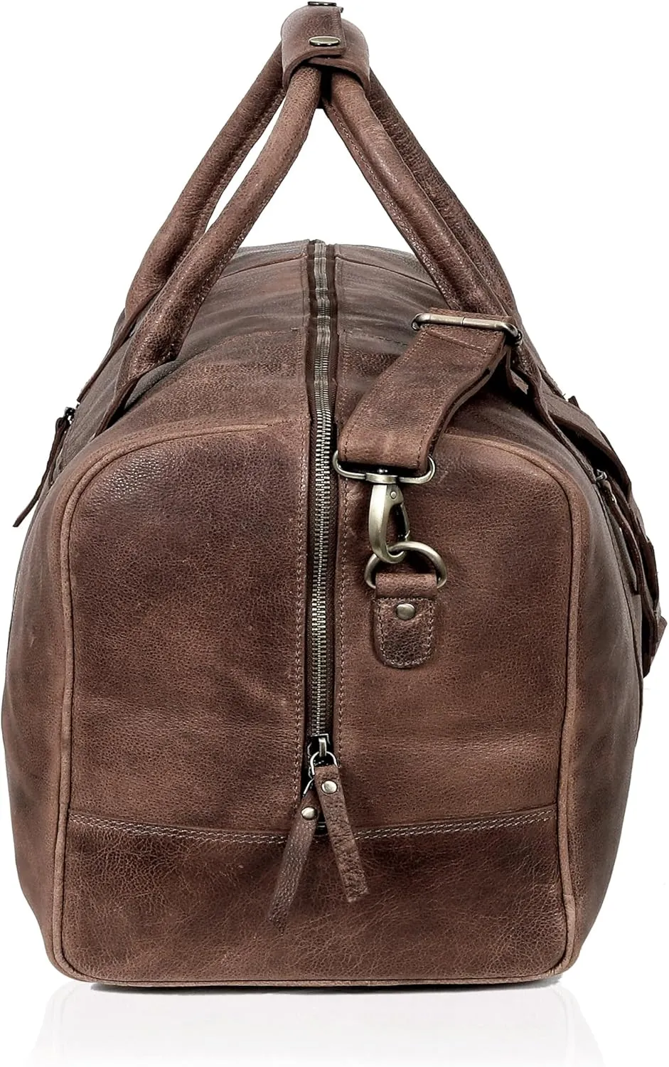 Duffle Genuine Lotus Leather Travel Luggage Bag for Men Women Gym Sports Overnight Garment Weekend Carry On Underseat Business Trip Flight Cabin Bag 22 Inch Professional Mens Unique Gift by Cureo