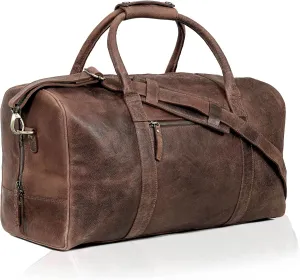 Duffle Genuine Lotus Leather Travel Luggage Bag for Men Women Gym Sports Overnight Garment Weekend Carry On Underseat Business Trip Flight Cabin Bag 22 Inch Professional Mens Unique Gift by Cureo