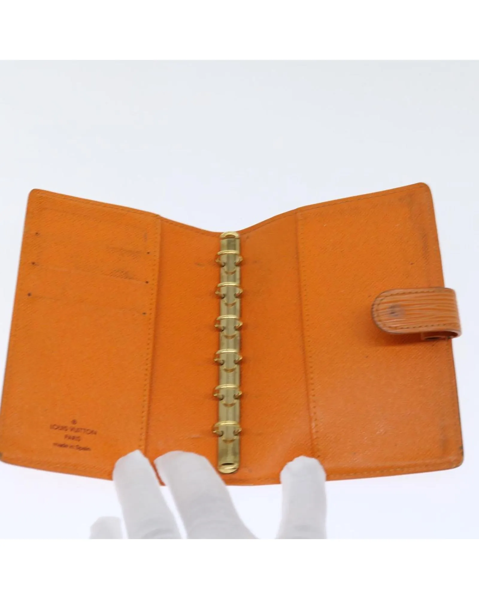 Epi Leather Day Planner Cover in Orange Mandarin