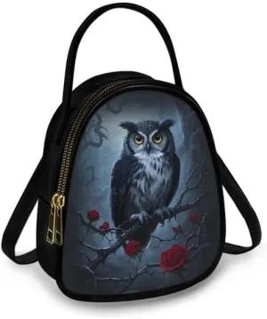 Gothic Small Crossbody Bags for Women, Mini PU Leather Cell Phone Purse Zip Shoulder Handbags Adjustable Straps