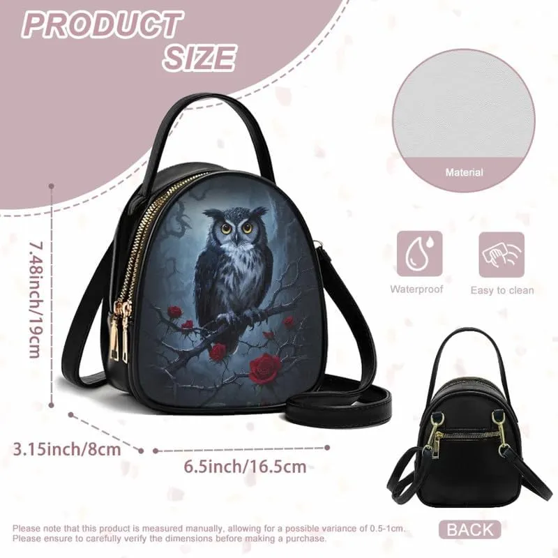 Gothic Small Crossbody Bags for Women, Mini PU Leather Cell Phone Purse Zip Shoulder Handbags Adjustable Straps