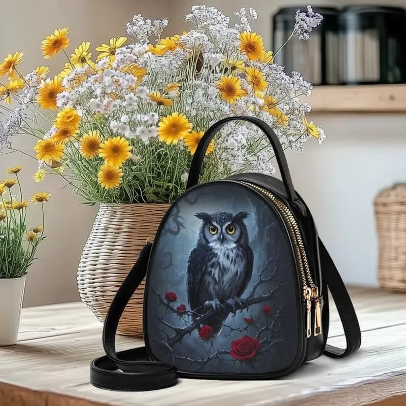 Gothic Small Crossbody Bags for Women, Mini PU Leather Cell Phone Purse Zip Shoulder Handbags Adjustable Straps