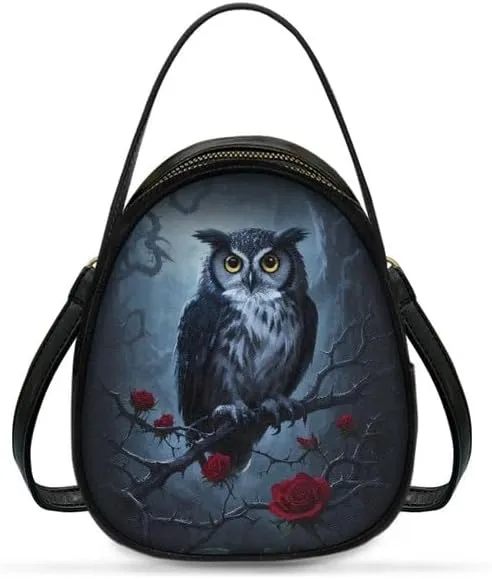 Gothic Small Crossbody Bags for Women, Mini PU Leather Cell Phone Purse Zip Shoulder Handbags Adjustable Straps