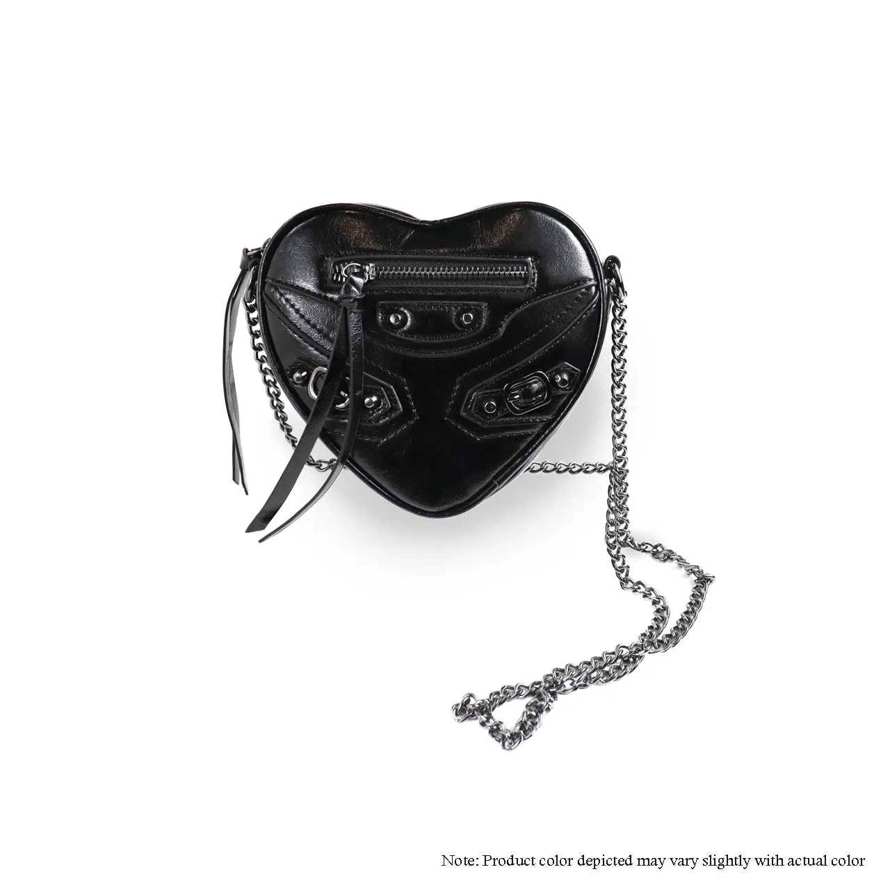 H-HEARTY HEART SHAPE CROSSBODY BAG - BLACK