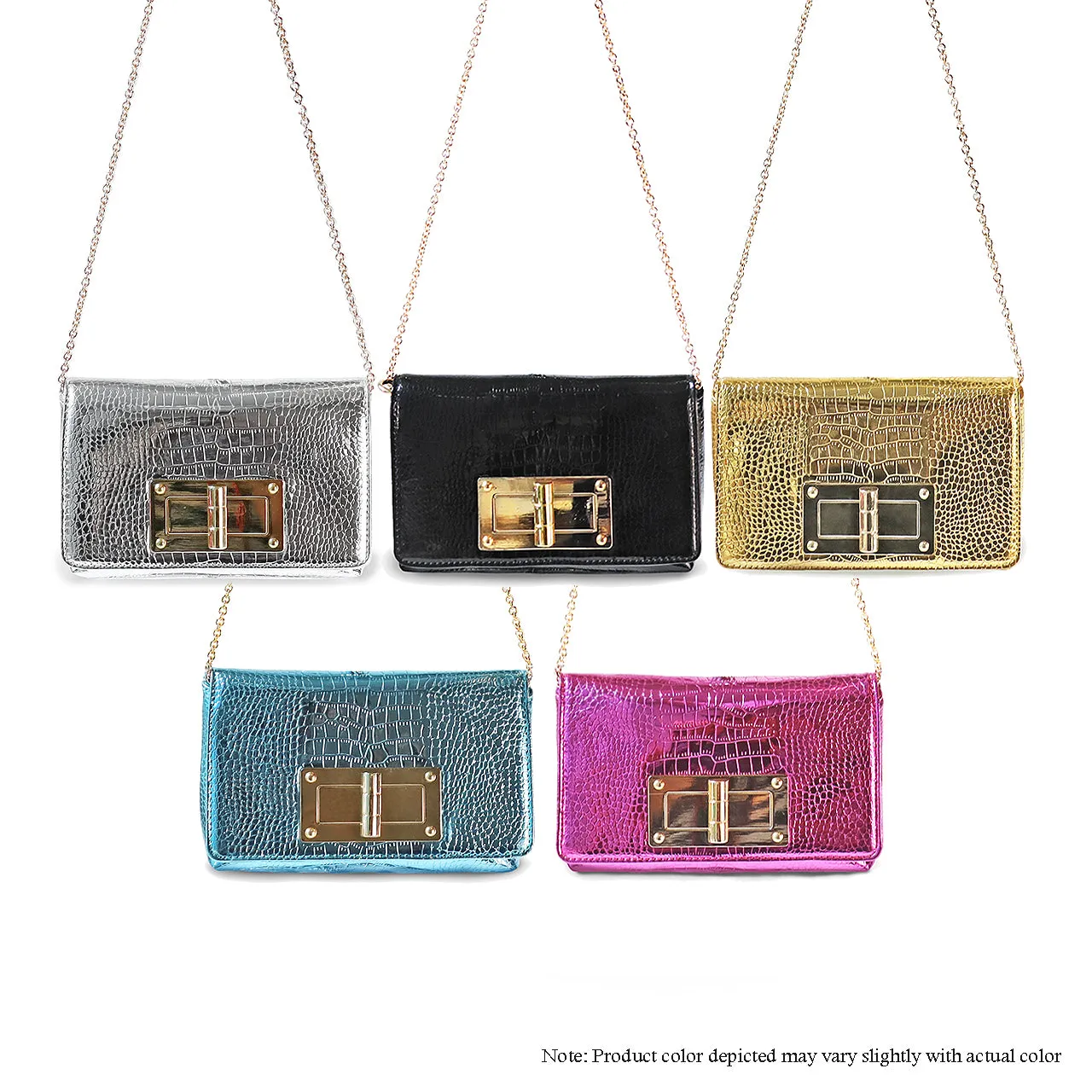 H-TOMMIE METALIC CROCODILE-EMBOSSED BAG