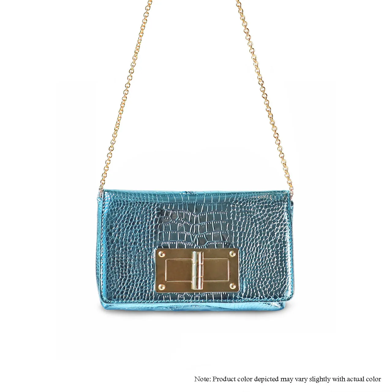 H-TOMMIE METALIC CROCODILE-EMBOSSED BAG