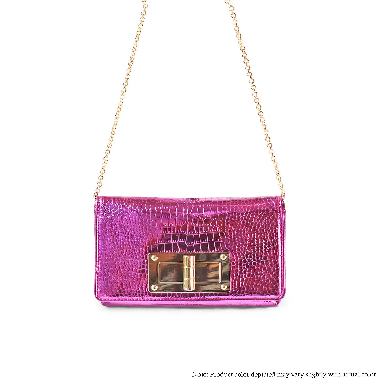 H-TOMMIE METALIC CROCODILE-EMBOSSED BAG