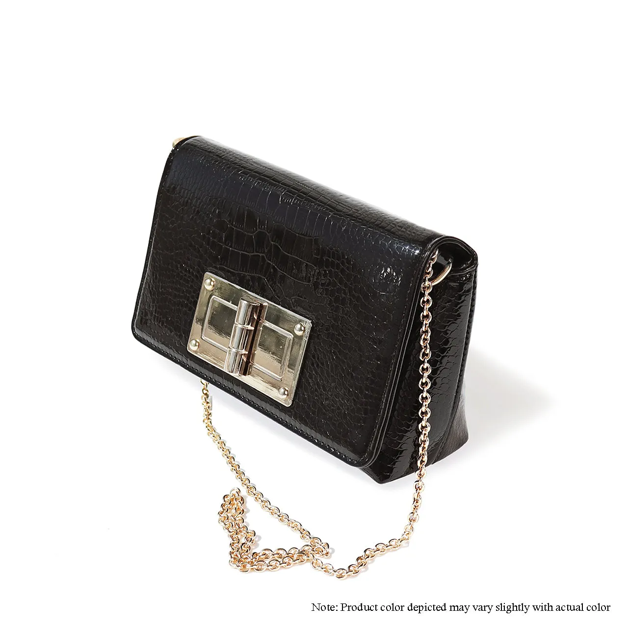 H-TOMMIE METALIC CROCODILE-EMBOSSED BAG