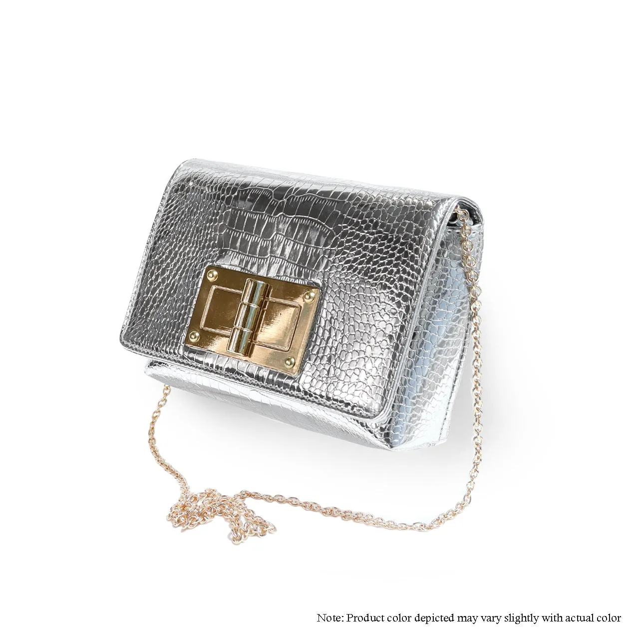 H-TOMMIE METALIC CROCODILE-EMBOSSED BAG