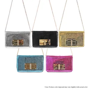 H-TOMMIE METALIC CROCODILE-EMBOSSED BAG
