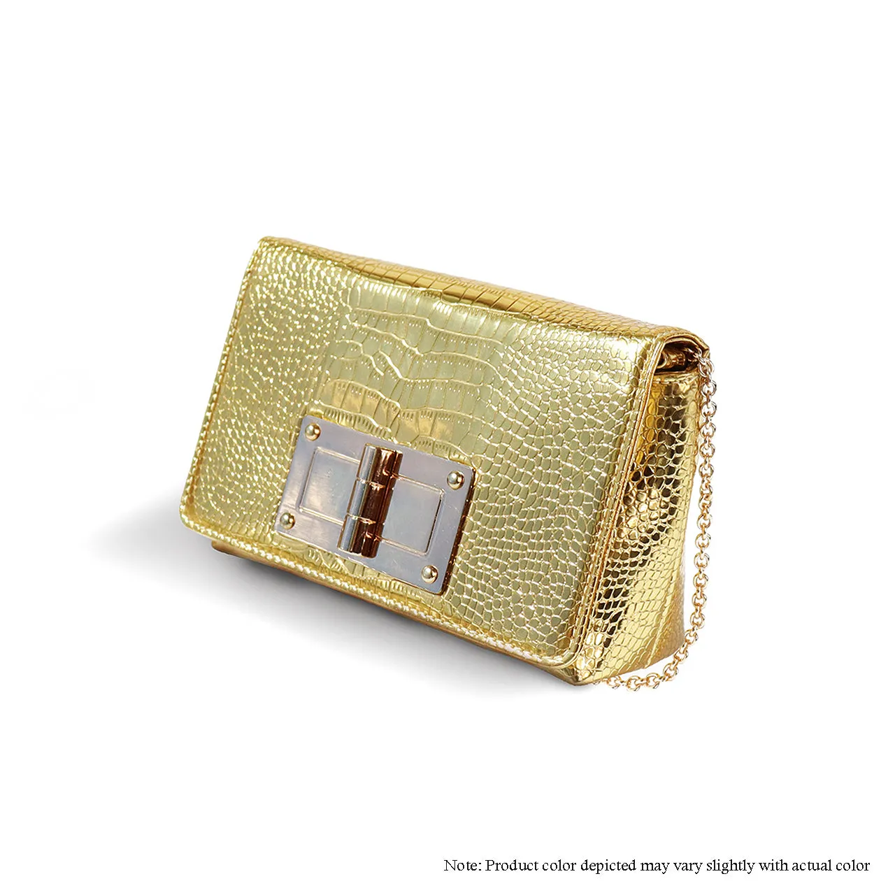 H-TOMMIE METALIC CROCODILE-EMBOSSED BAG