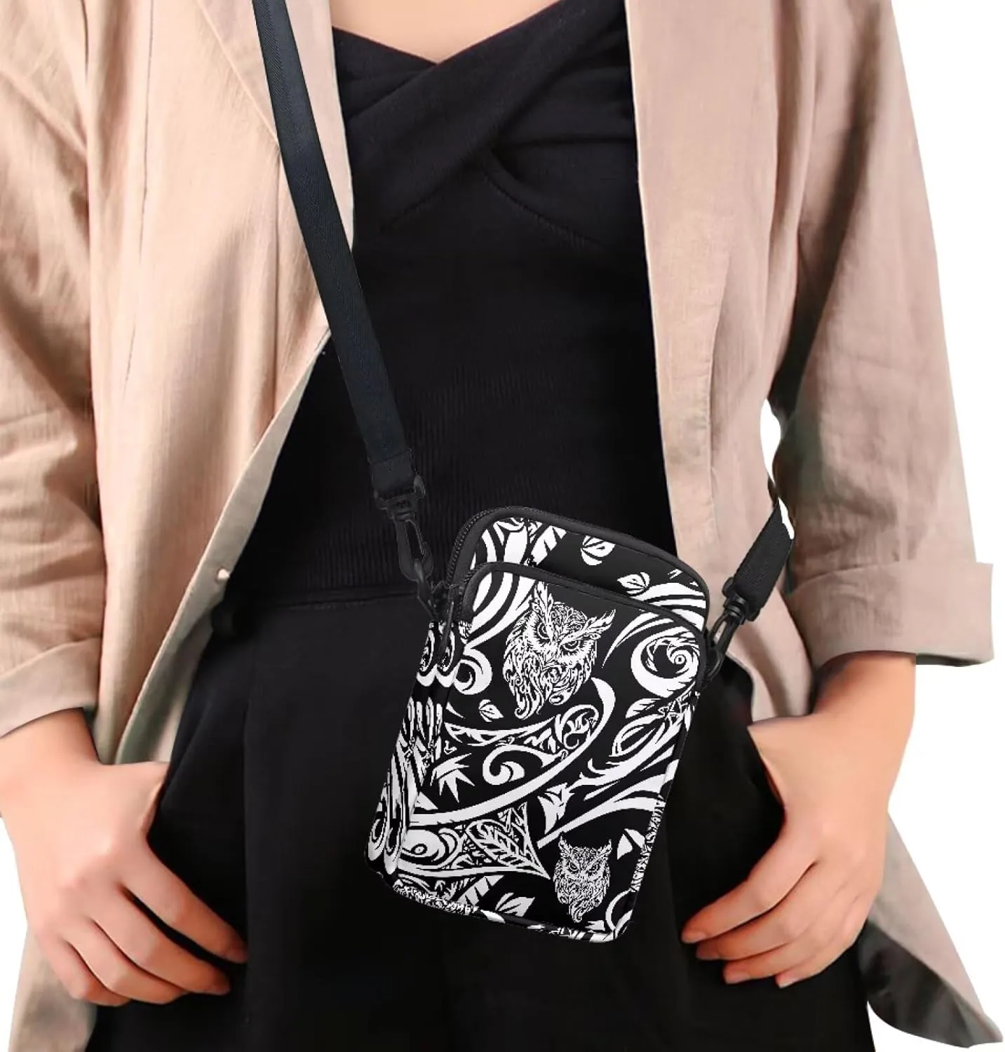 Hawaiian Tribal Small Crossbody Bags for Women Cell Phone Bag Purse, Sea Turtle Zipper Sling Purses Shoulder Bag