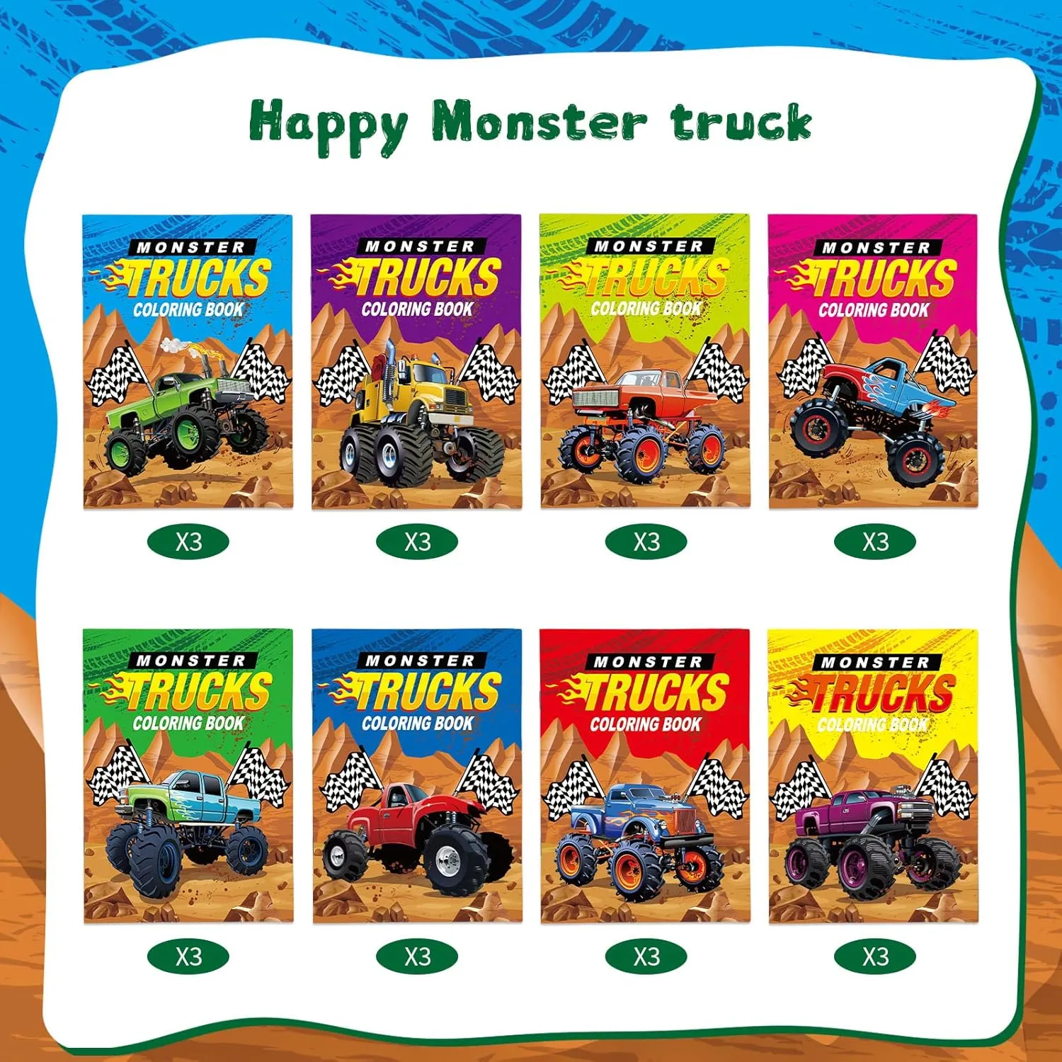 Honoson 24 Pcs Kids Coloring Books Animals Truck Coloring Books Bulk Jungle Animals Party Favors Mini DIY Art Drawing Pages for Birthday Gifts Classroom Jungle Party Supplies(Truck Style)