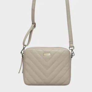 'IRIS' Cream Quilted Soft Pebble Grain Leather Crossbody Bag