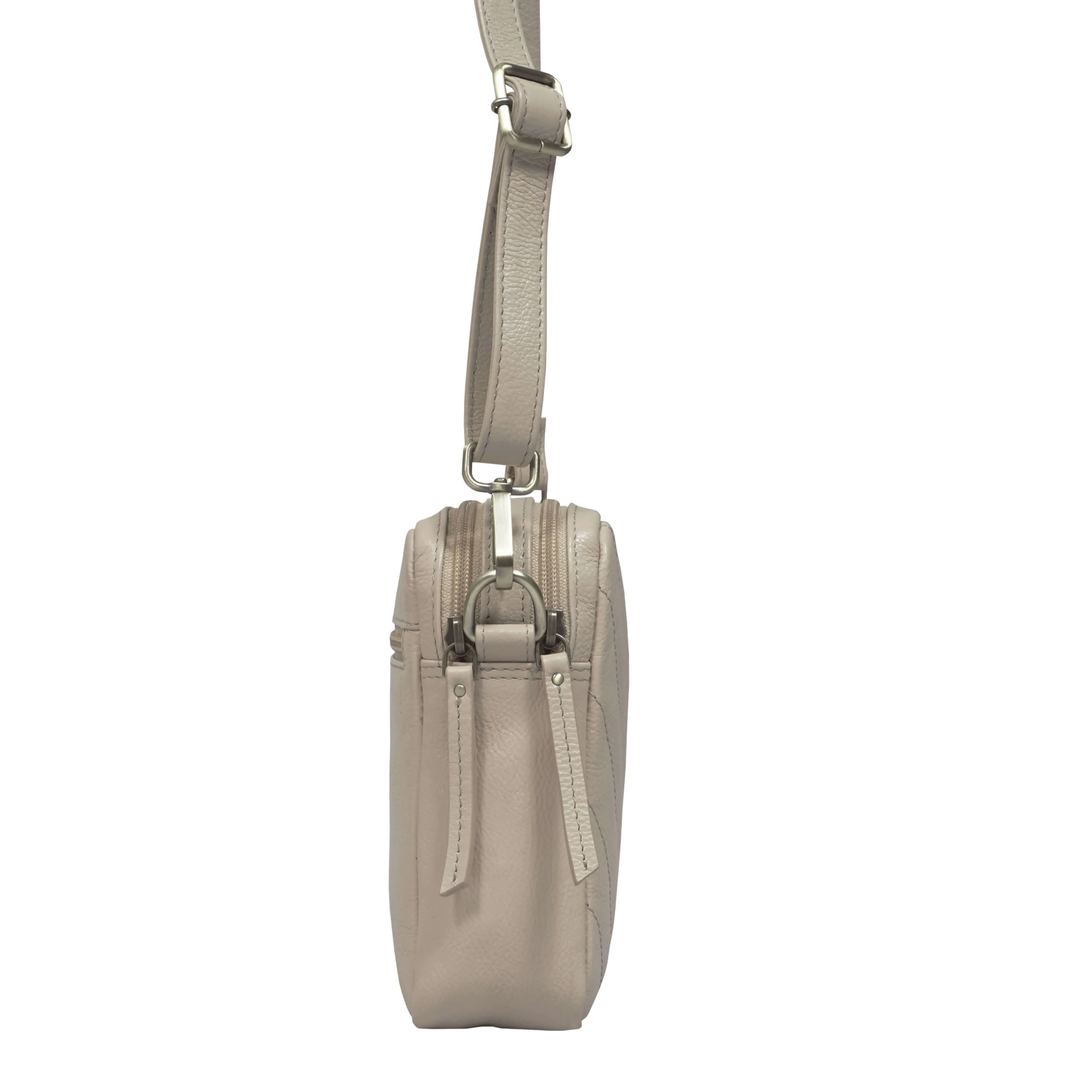 'IRIS' Cream Quilted Soft Pebble Grain Leather Crossbody Bag