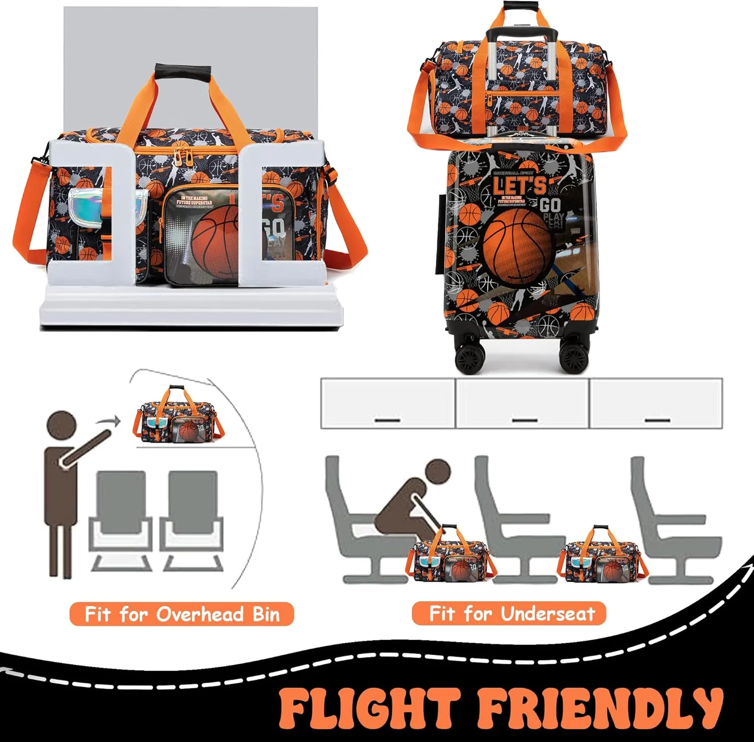 Kid's Luggage Set 3 Piece Suitcase Set 16" Hardside Luggage with Spinner Wheels Girls Boys Carry on Toddler Suitcase with Travel Duffle Bag Airline Approved