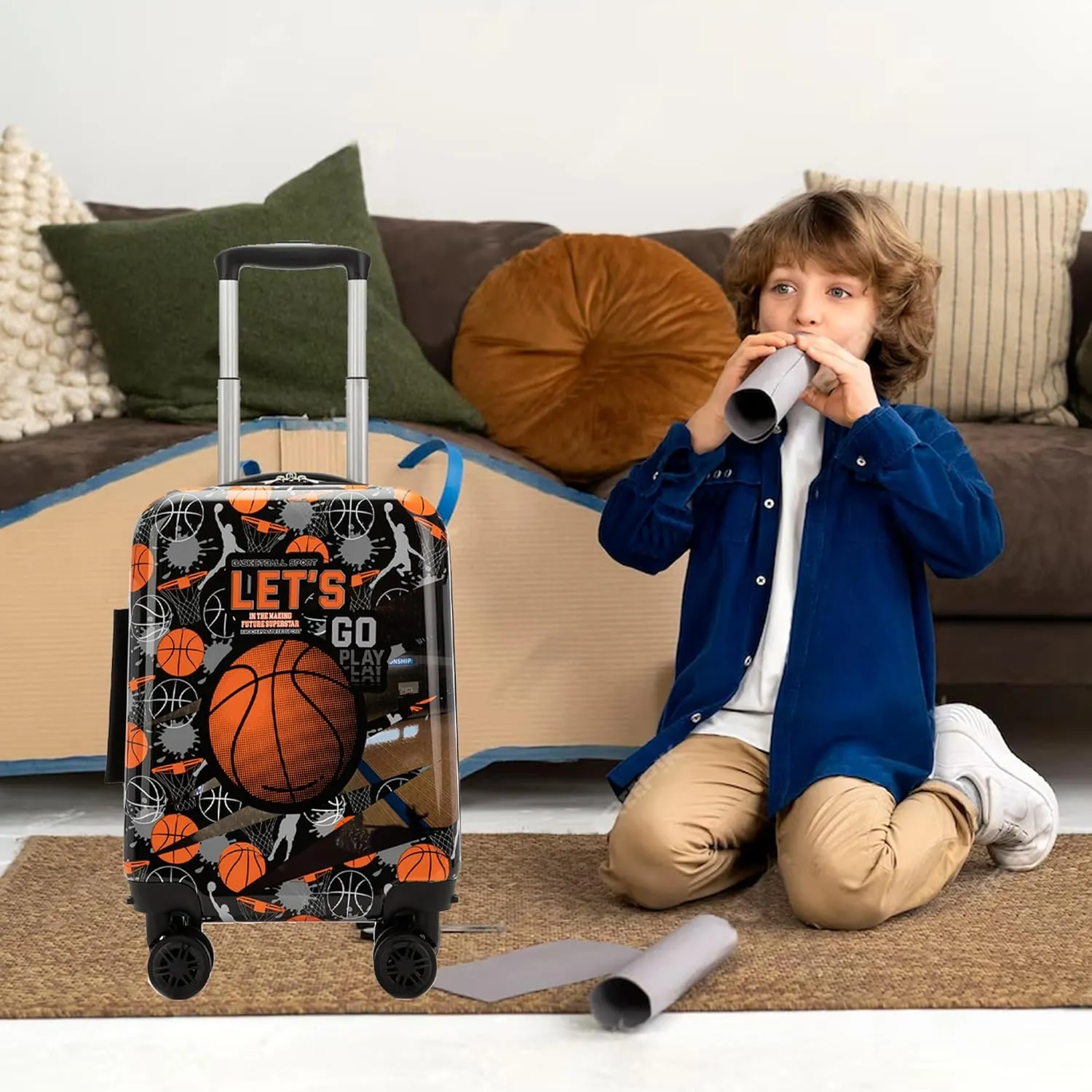 Kid's Luggage Set 3 Piece Suitcase Set 16" Hardside Luggage with Spinner Wheels Girls Boys Carry on Toddler Suitcase with Travel Duffle Bag Airline Approved