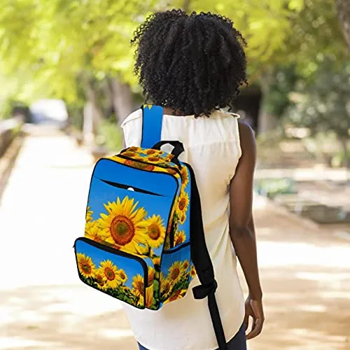 LORVIES Yellow Sunflowers in the Field School Bag for Student Bookbag Women Travel Backpack Casual Daypack Travel Hiking Camping