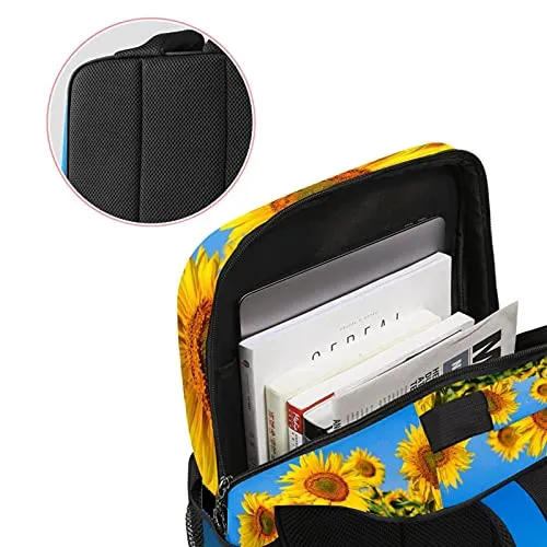 LORVIES Yellow Sunflowers in the Field School Bag for Student Bookbag Women Travel Backpack Casual Daypack Travel Hiking Camping