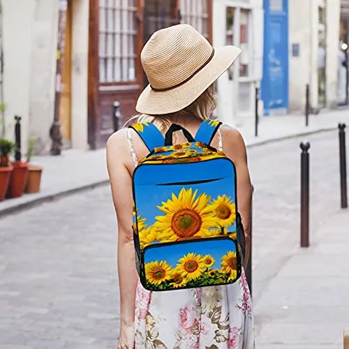 LORVIES Yellow Sunflowers in the Field School Bag for Student Bookbag Women Travel Backpack Casual Daypack Travel Hiking Camping
