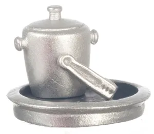 Modern Ice Bucket with Tongs and Tray
