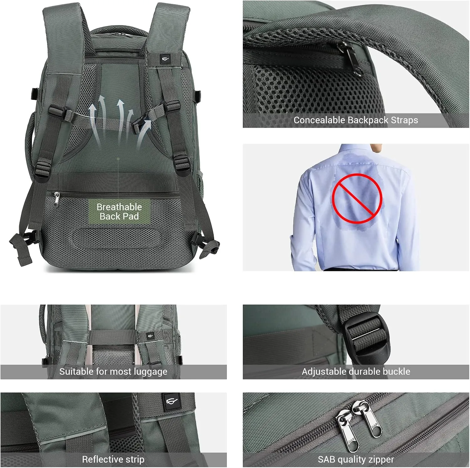 MOLNIA Large Travel Backpack for Men Women,Waterproof Carry On Backpack,Laptop Backpack for College Travel Daily Work