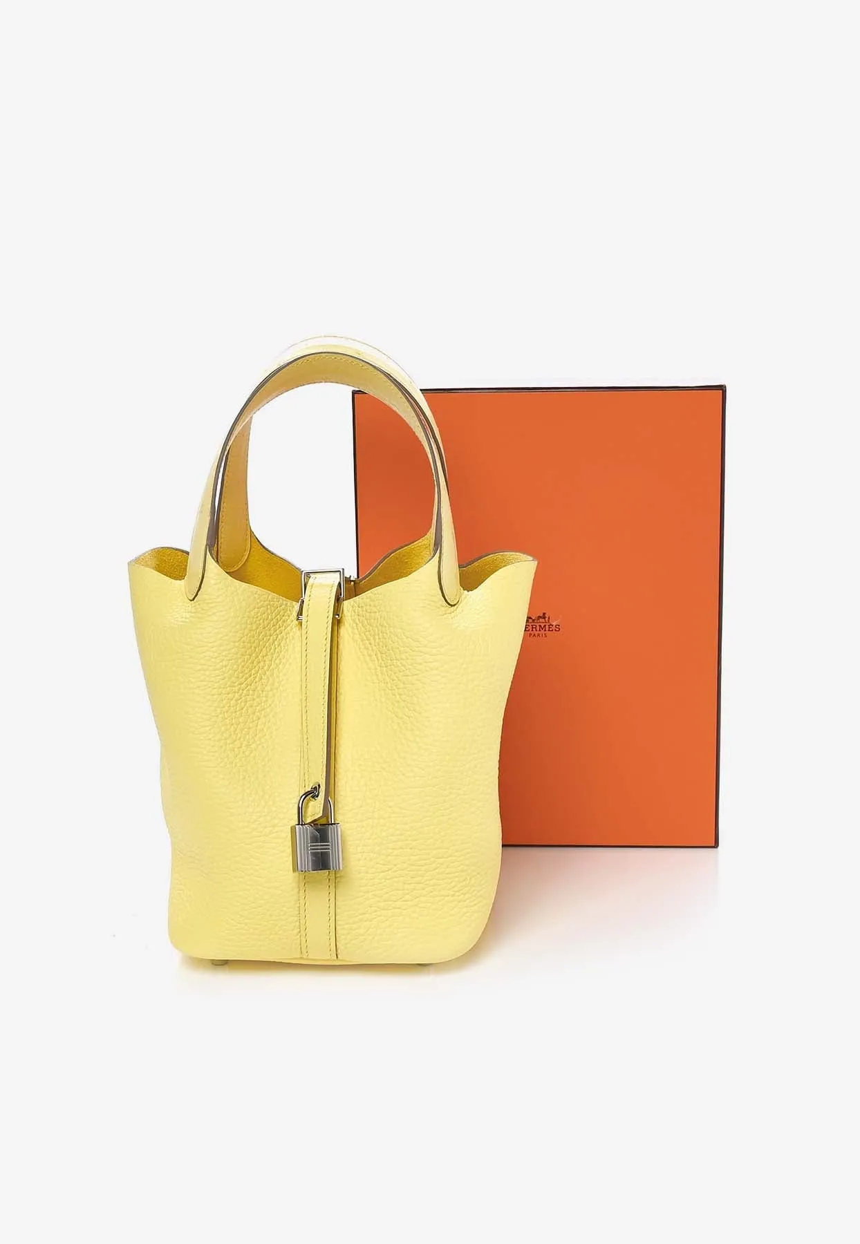 Picotin Lock 18 PM in Limoncello Taurillon Clemence with Palladium Hardware