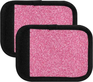 Pink Glitter Texture Sparkle Velcro Suitcase Handle Wraps Suitcase Identifiers Handle Covers Bright Luggage Tags Grips Marker, 2 Pack