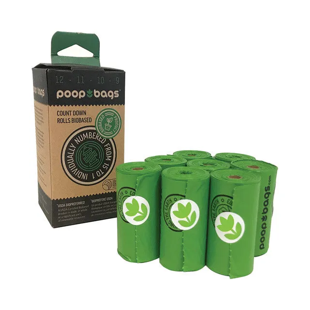 Poop Bag Countdown Rolls - Convenient Dog Waste Bags  8 Rolls