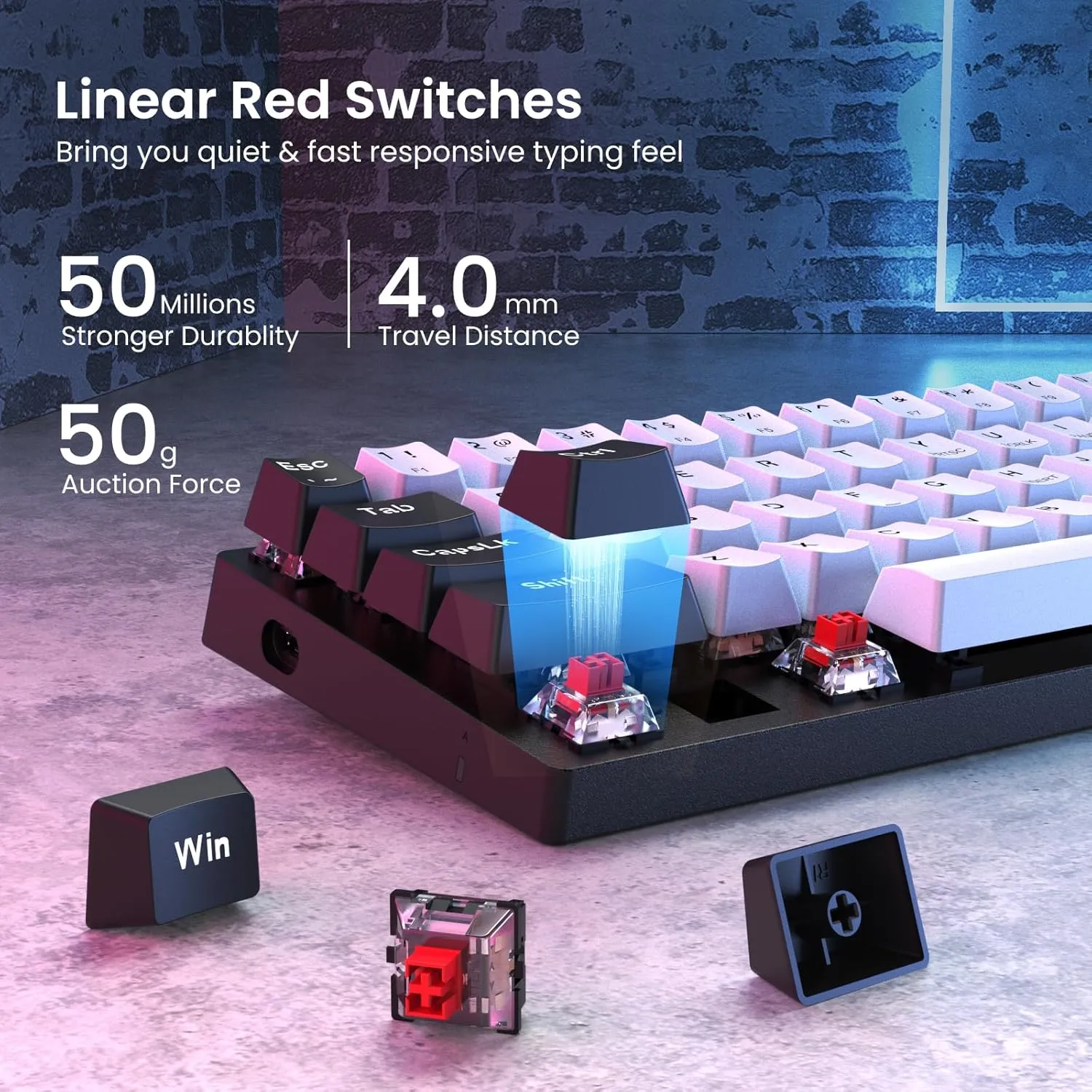 Portable 60% Mechanical Gaming Keyboard,Wired Ergonomic Keyboard with Red Switches,18 LED Backlit Keyboard,61 Keys Ultra-Compact Mini Office Keyboard for PC/Mac/Xbox,Easy to Carry On Trip-Black/White