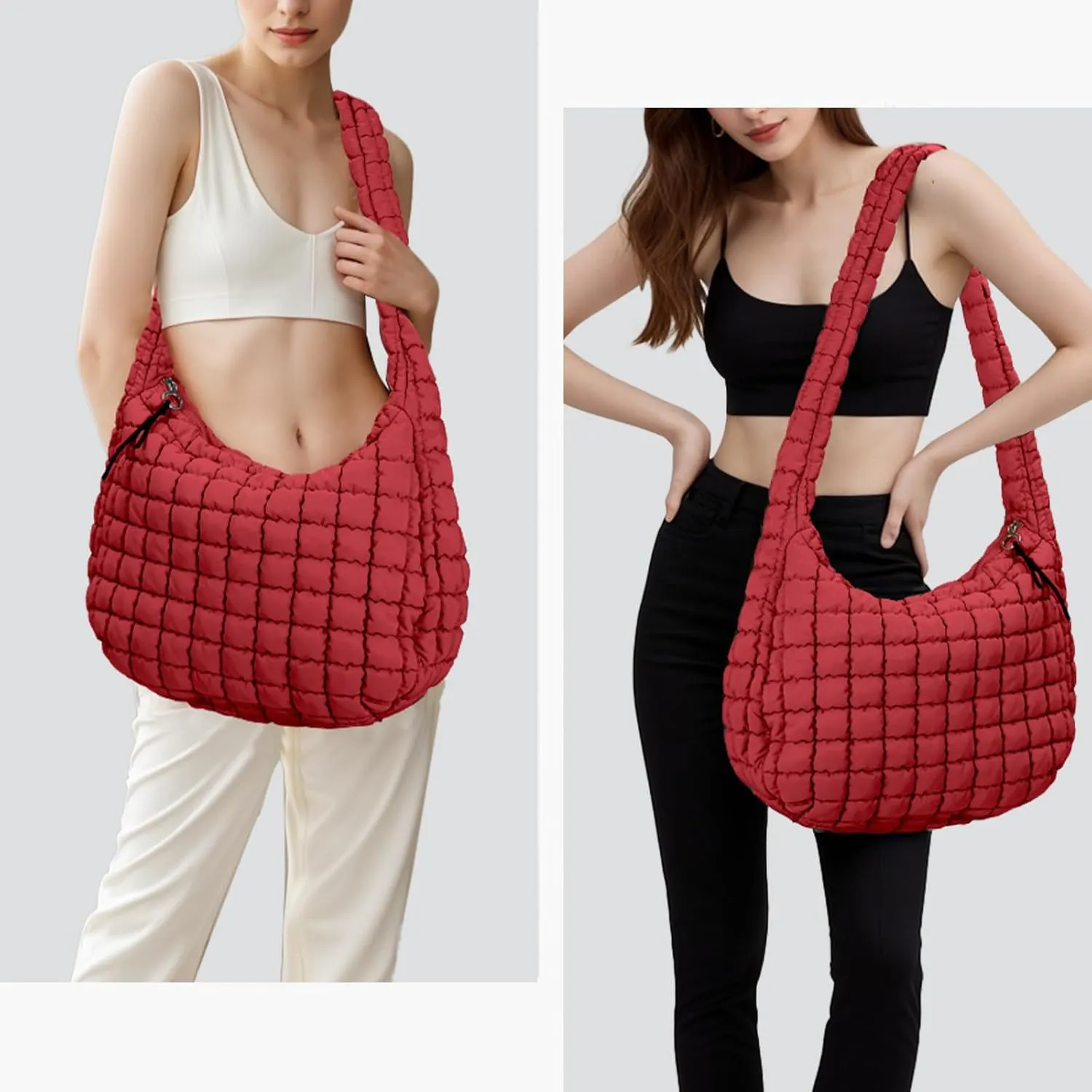Puffer Tote Bag for Women Large Quilted Puffy Lightweight Carryall Crossbody Tote Bag for Women