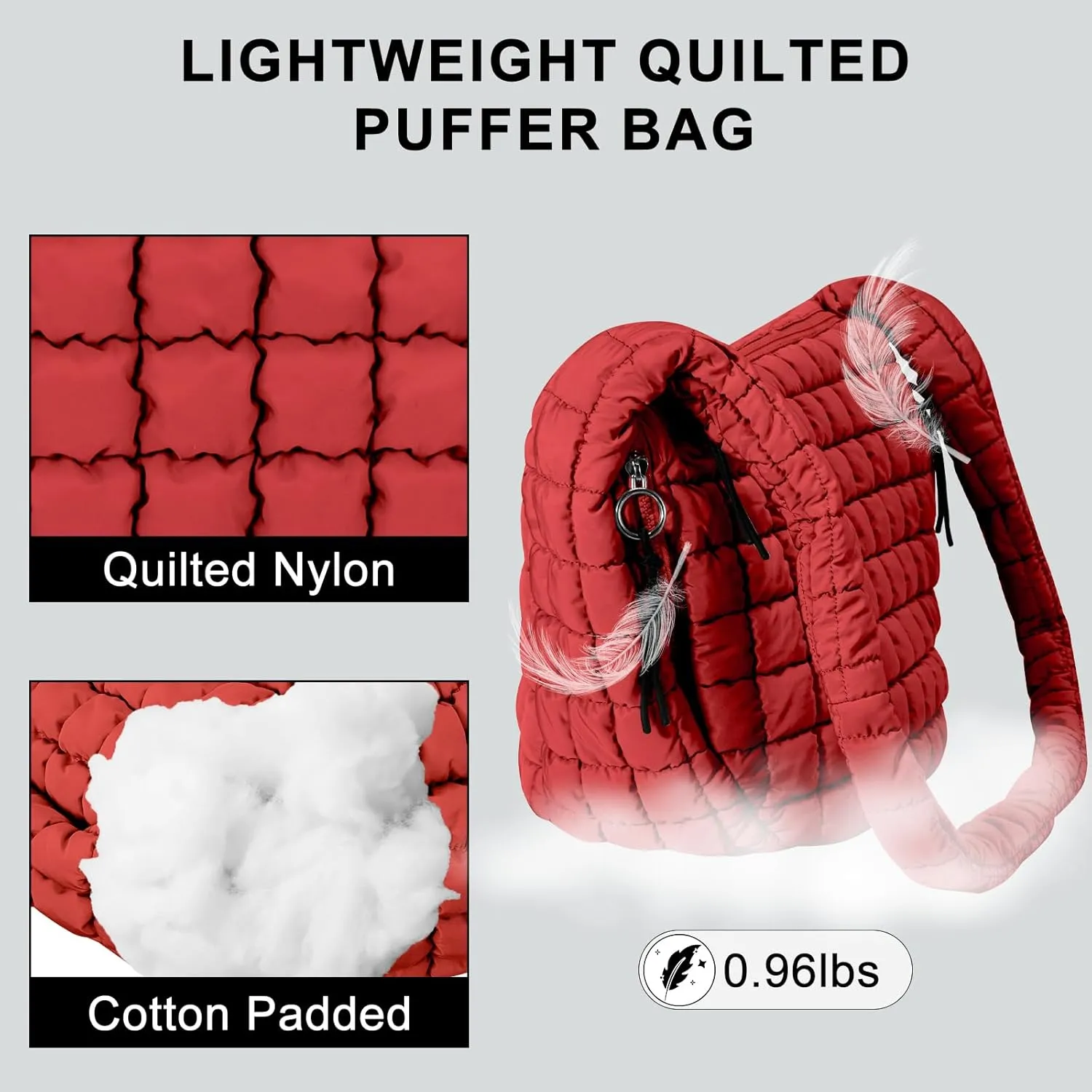 Puffer Tote Bag for Women Large Quilted Puffy Lightweight Carryall Crossbody Tote Bag for Women