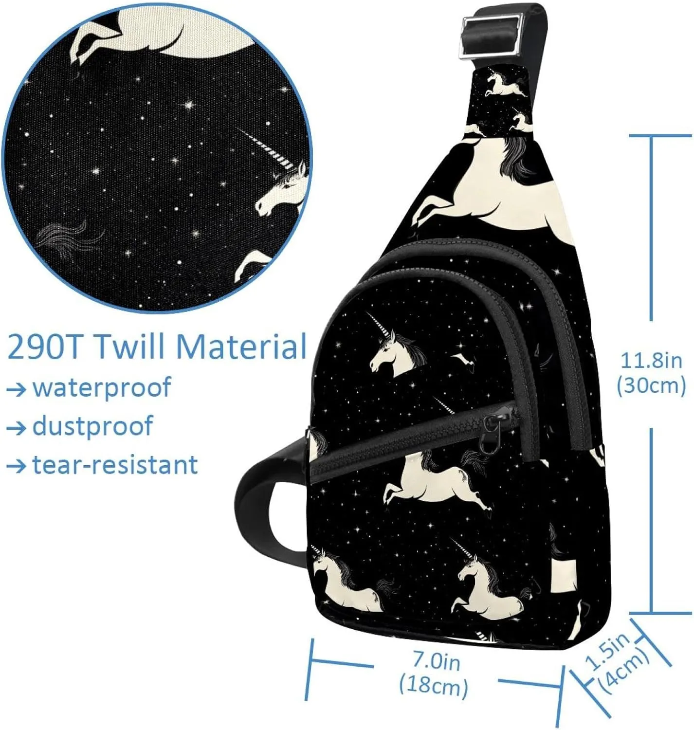 Realistic Unicorn (2) Small Crossbody Sling Backpack Bag for Women Men