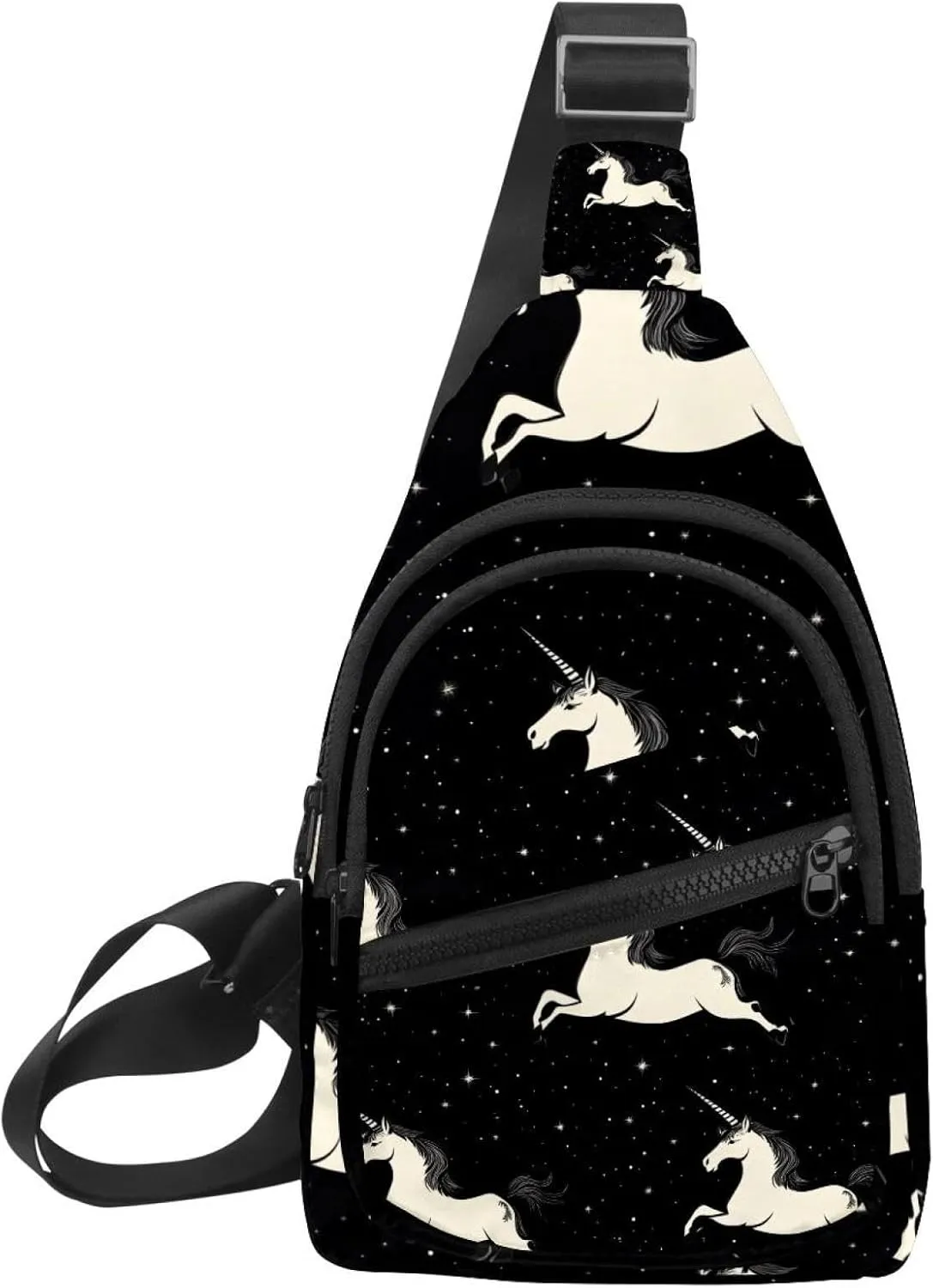 Realistic Unicorn (2) Small Crossbody Sling Backpack Bag for Women Men